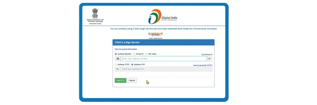 Aadhaar e-Sign Service